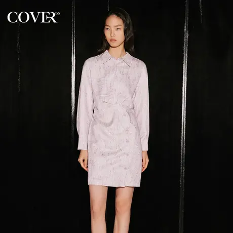 COVER秋季褶皱收腰小香风连衣裙图片