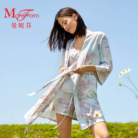 曼妮芬花园联名女夏季家居服舒适睡衣薄起居服吊带睡袍女生短裤合图片