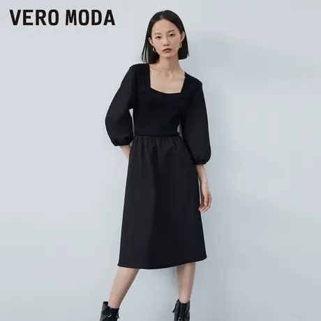 Vero Moda奥莱连衣裙子秋冬清仓优雅法式泡泡袖修身收腰长裙女图片