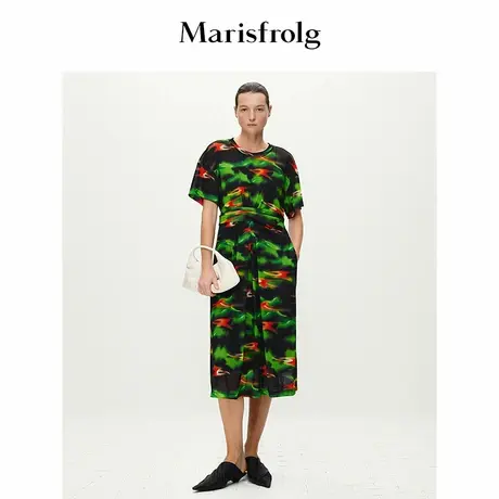 【言选好物】Marisfrolg玛丝菲尔夏季新款气质圆领艺术花稿连衣裙图片