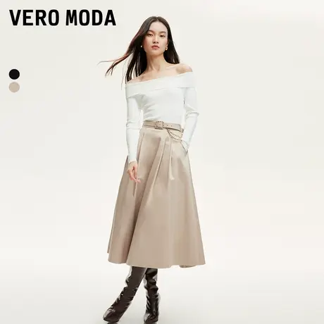 Vero Moda半身裙24秋新款可拆链条装饰腰带A摆褶皱长裙324316059图片