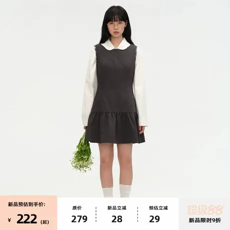 【8/07 0点新品9折】omont蛋挞家简约圆领灰色高级感背心连衣裙图片