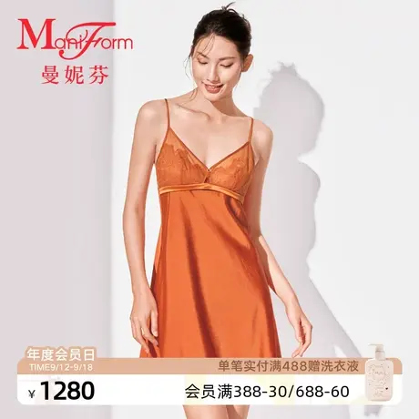 曼妮芬桑蚕丝吊带性感真丝睡裙女士舒适吊裙家居服起居服20310782图片