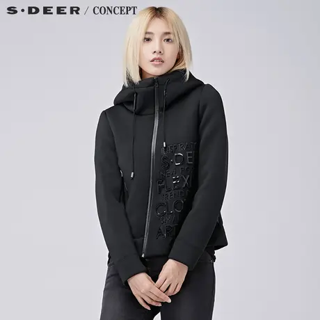sdeer圣迪奥女装街头字母凸版装饰短款外套S16482237图片