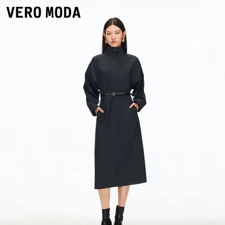 Vero Moda连衣裙2025秋季新款捏褶腰带开衩收腰中长裙32537D022图片