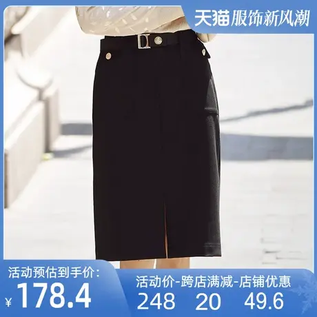 开叉一步裙2024春新款高腰显腿显瘦OL包臀裙过膝职业半身裙直筒裙图片