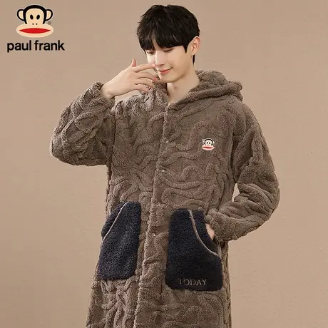 Paul Frank/大嘴猴睡衣男冬季珊瑚绒加厚保暖冬款大码家居服套装图片