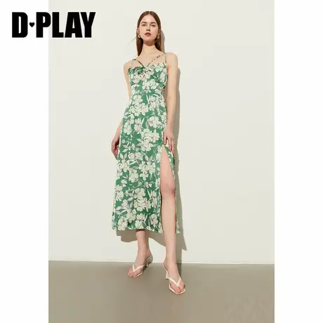 DPLAY夏季新款海边度假薄荷曼波绿修身沙滩吊带连衣裙长裙图片