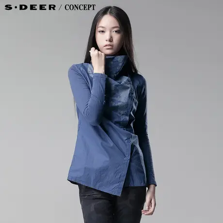 sdeer圣迪奥2014春装新款女装堆领印花女式上衣3380565图片