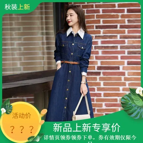 时尚气质连衣裙2023年秋季新款女装收腰宽松可拆卸领子中长款裙子图片