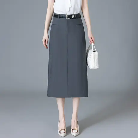 高腰包臀裙半身裙女夏季2025新款韩版时尚开叉一步裙中长款直筒裙图片