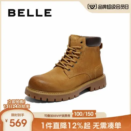 百丽户外潮搭工装靴男25新冬商场同款厚底休闲马丁靴加绒8WH01DD5图片