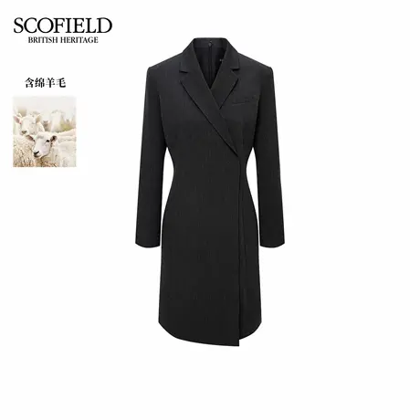 【含羊毛】Scofield女装优雅干练西装连衣裙偏门襟收腰2025秋新品图片