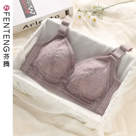 芬腾内衣女蕾丝性感无钢圈防下垂大胸显小胸罩全罩杯聚拢上托文胸图片