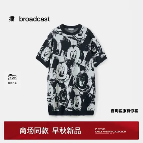 播商场同款迪士尼米奇系列宽松提花连衣裙女25早秋新品BDS3LD3194图片