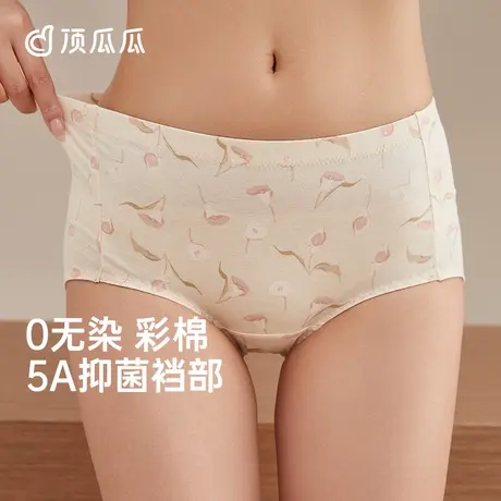 顶瓜瓜彩棉内裤女士中腰纯棉三角裤透气短裤女士彩棉3条装图片