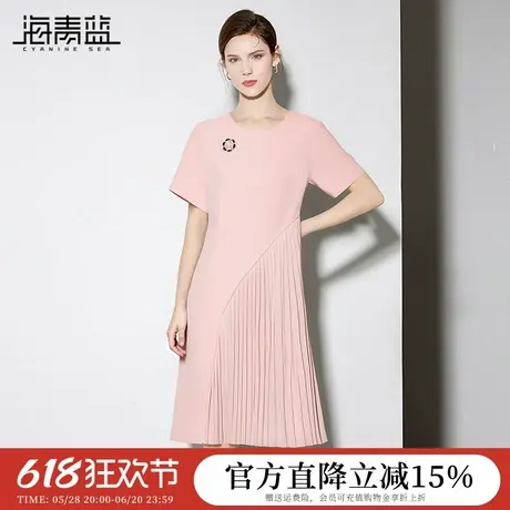 海青蓝 裙子夏设计感小众皱褶时尚气质女装高级连衣裙女2025新款图片