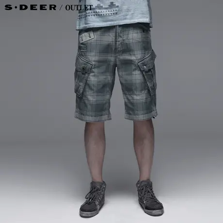 sdeerhe圣迪奥 专柜正品 男装休闲格纹男士中裤3270771图片