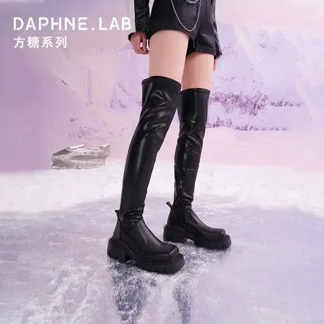 DAPHNELAB达芙妮方糖过膝靴女真皮2025新款厚底长筒靴女显瘦百搭图片