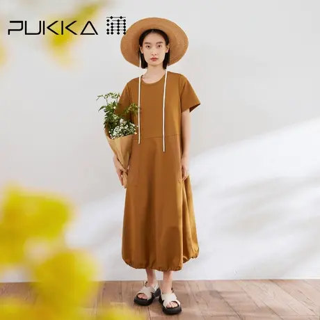 蒲PUKKA 轻运动连衣裙夏季新品A型长款拼接针织T恤裙子图片