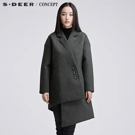 sdeer圣迪奥挺括不规则摆斜襟外套S16481701图片
