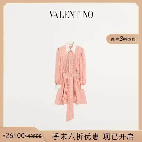 [季末优惠]华伦天奴VALENTINO女士 TOUTE LA V 图案斜纹连衣裙图片