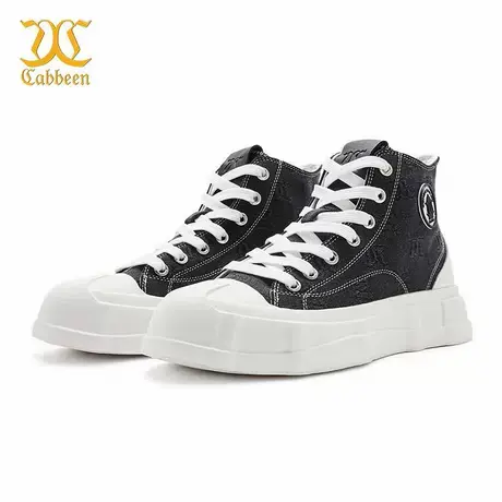 Cabbeen/卡宾专柜同款新品高帮帆布男鞋冬季潮流增高板鞋休闲潮鞋图片