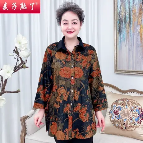 妈妈夏装新款老人九分袖T恤衬衫阔太春装小衫上衣奶奶中老年女装商品大图