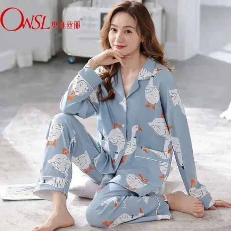 睡衣女春秋款长袖新款ins风网红卡通甜美宽松家居服套装图片