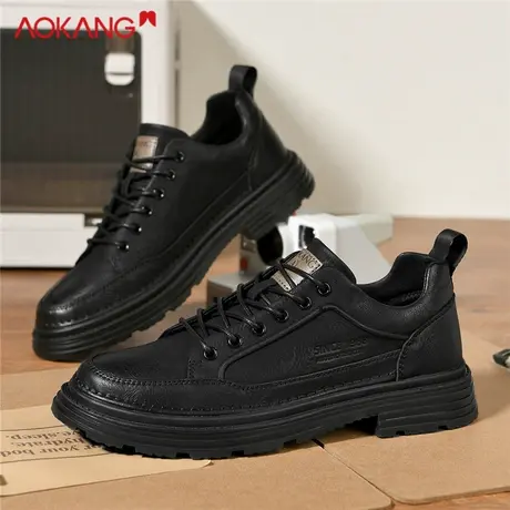 奥康官方正品男鞋2023秋冬季经典休闲皮鞋系带板鞋男士低帮工装鞋图片