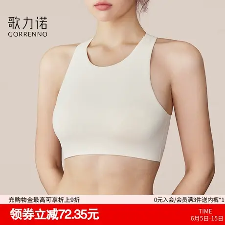 运动美背心内衣女带胸垫夏薄款无痕抹胸聚拢防走光彩色外穿文胸罩图片
