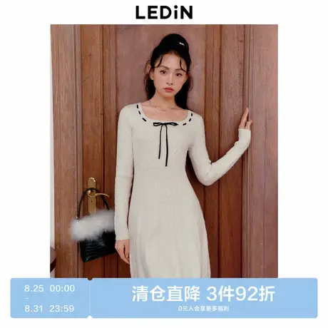 【反季清仓】乐町少女感系带连衣裙冬季打底裙女显瘦肌理感连衣裙图片