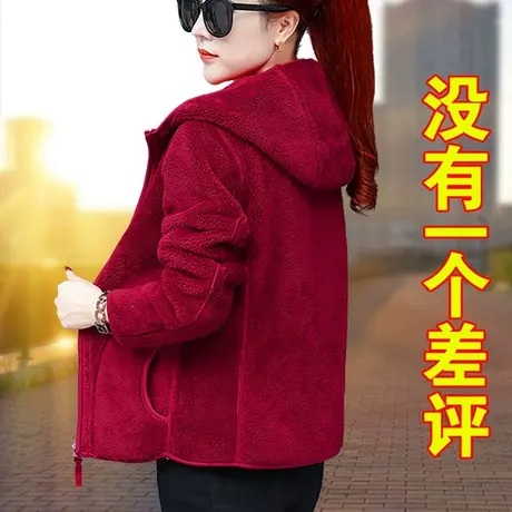 妈妈秋冬加绒卫衣外套女2022春秋上衣新款女装冬装中年短款中老年图片