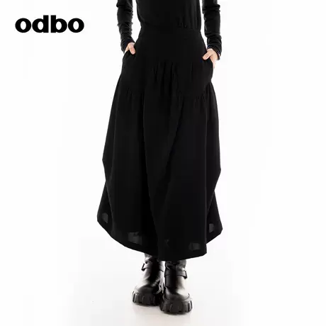 odbo/欧迪比欧时尚女装半身裙子女2024秋季新款高级感不规则长裙图片