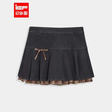 IEF/爱依服2025秋季新款美高学院风通勤百搭减龄少女百搭牛仔摆裙图片