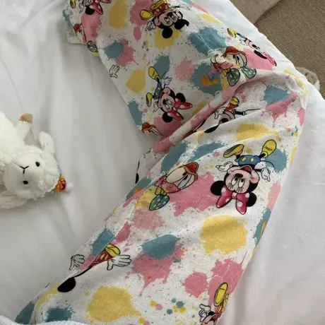 撞色彩色米妮a类全棉双层纱布睡裤可爱家居裤宽松长裤柔软亲肤图片