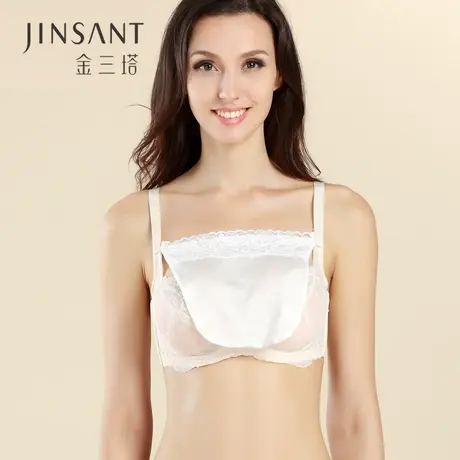 金三塔真丝女防走光蕾丝花边短款遮胸一片式抹胸防走光图片