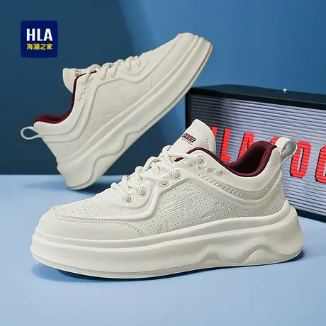 HLA/海澜之家男鞋2025夏季透气百搭厚底增高板鞋运动休闲小白鞋男图片