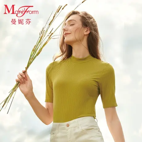 【轻暖】曼妮芬小木耳肌衣小高领外穿时尚内搭秋衣女舒适打底衣图片