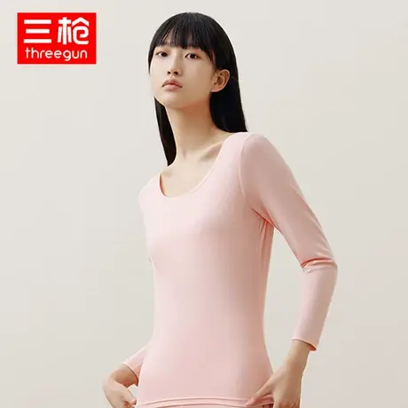三枪内衣女式棉氨纶春秋皮马棉圆领打底衫高支棉秋衣薄款长袖单衣商品大图