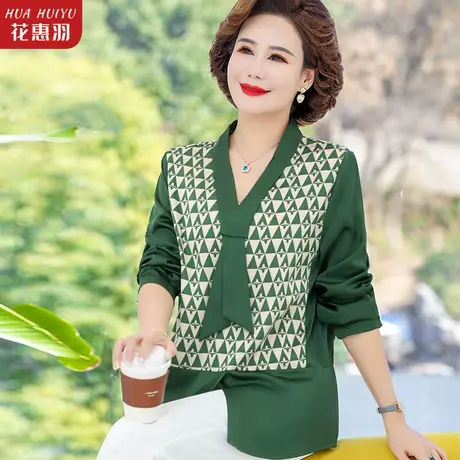 妈妈春装小衫套装新款40岁女人时尚穿搭中老年女春秋洋气打底上衣商品大图