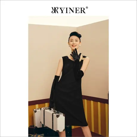 【1996系列】YINER音儿女装夏季法式收褶无袖优雅连衣裙图片