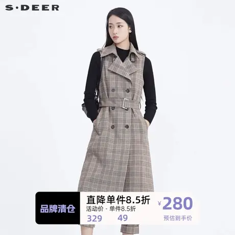 sdeer圣迪奥女装格纹收腰无袖马甲S20381602图片
