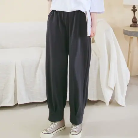 胖妹妹夏季2023新款复古针织舒服好穿的休闲裤大码宽松棉质束脚裤图片