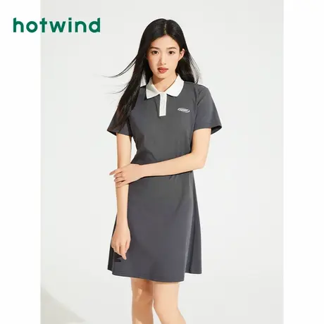 热风T恤连衣裙2024年夏季新款女士美式复古学院风polo连衣裙A字型图片