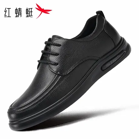 红蜻蜓男鞋秋冬新款鞋子男士休闲平底皮鞋男商务软皮软底真皮羊皮图片