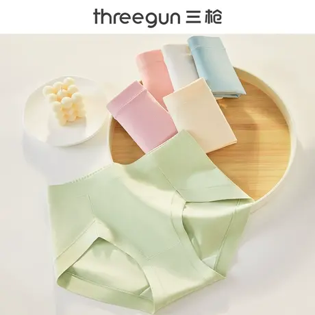 三枪中高腰纯棉女士内裤桑蚕丝抑菌底裆舒适透气少女生三角短裤头图片