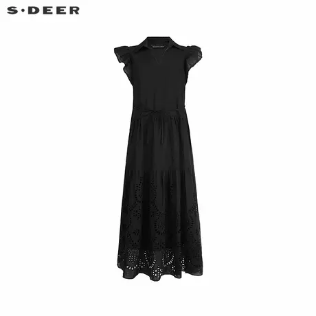 【直播间专属】sdeer圣迪奥25年新品收腰绣花短袖连衣裙S252Z1298图片