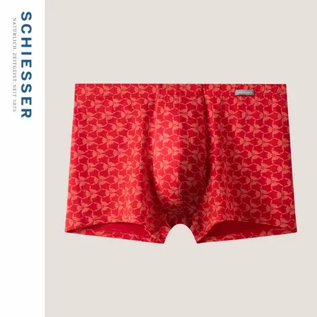 SCHIESSER舒雅新年男士棉莫代尔软糯亲肤透气红品鸿运平角内裤图片
