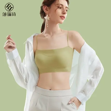 美背内衣女文胸一体防走光吊带抹胸背心夏细肩带运动无痕薄款裹胸图片